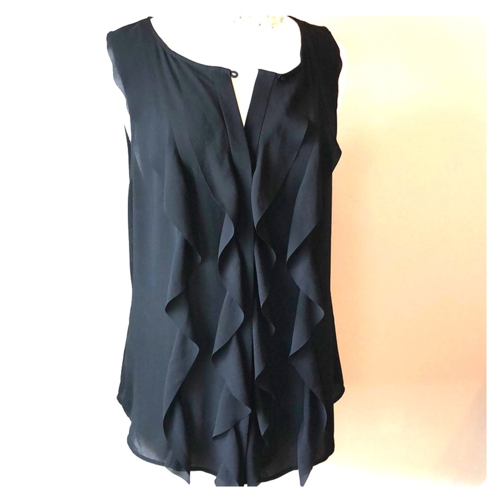 Loft Black sleeveless ruffled top -size L